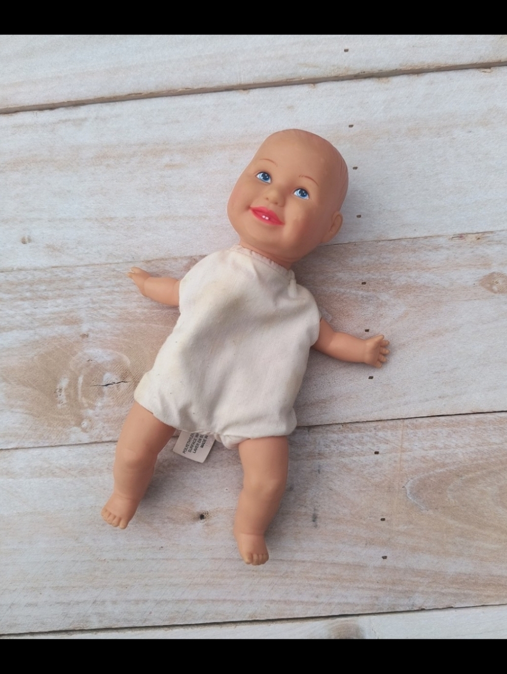 Vintage 2000 1999 Unimax Limited Beanbag Baby Doll Plush Toy 9" Blue Eye Plastic